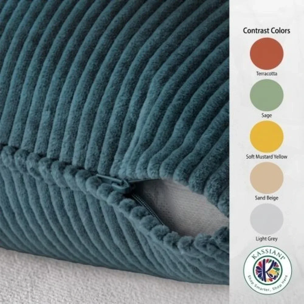 IKEA ASVEIG Cushion Covers Set of 2 Dark Gray Turquoise Corduroy Cotton 16x23